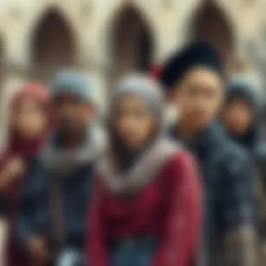 Cultural Heritage: The Sparkly Scarf Through Time A historical depiction of individuals from different cultures adorned with sparkly scarves, highlighting their cultural significance.