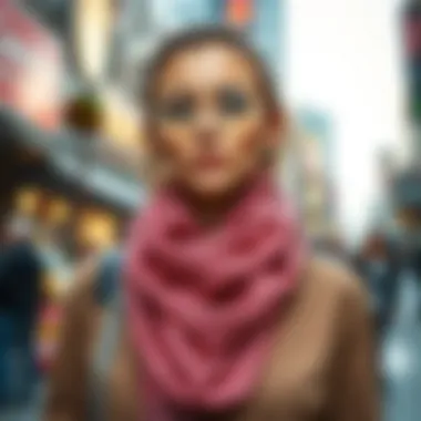 Urban Chic: The Sparkly Scarf in Modern Fashion A stylishly dressed individual wearing a sparkly scarf in a vibrant urban setting, reflecting modern fashion trends.