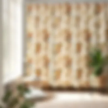 Beige Floral Shower Curtain with Complementary Decor Beige floral shower curtain paired with complementary decor elements