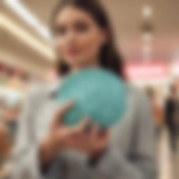 Person holding a silicone change purse while shopping