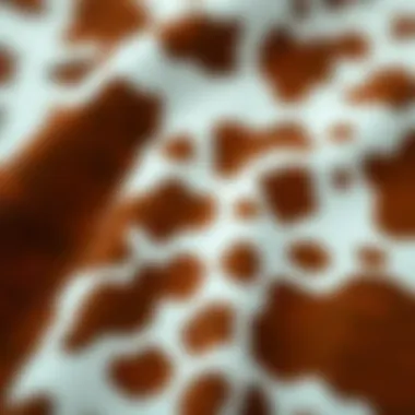 Close-up of brown cow print fabric showcasing texture
