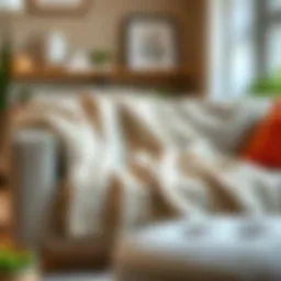 Cozy throw blanket draped over a modern sofa
