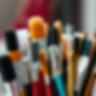 Assorted eyelash brushes displaying various designs and materials