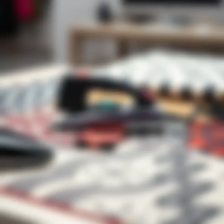 Sleek flat iron mat showcasing various design patterns