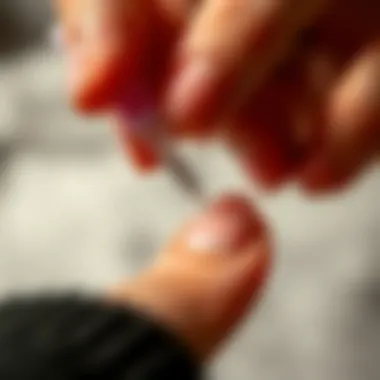 Application of Dehydrator Solution Dehydrator solution being applied to a nail for preparation