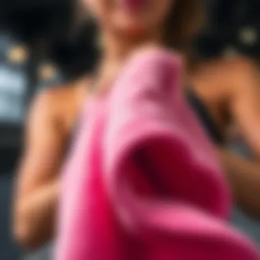 A close-up of a lightweight gym towel absorbing moisture effectively during a workout