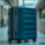 A close-up view of high-quality waterproof hard luggage showcasing its sleek design and durable materials.