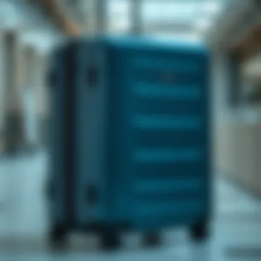 A close-up view of high-quality waterproof hard luggage showcasing its sleek design and durable materials.
