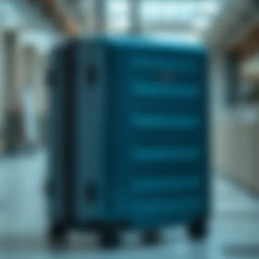 A close-up view of high-quality waterproof hard luggage showcasing its sleek design and durable materials.