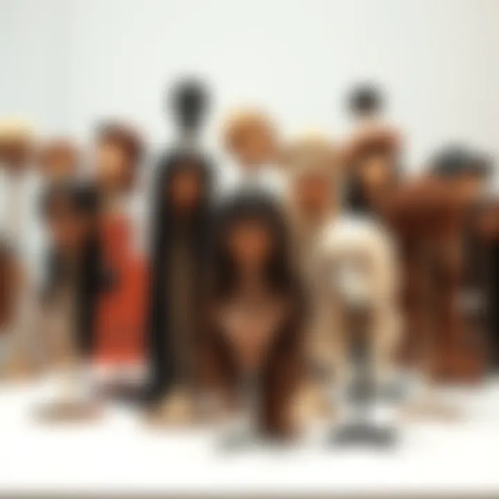 Diverse Designs of Wig Stands An elegant display of various wig stands showcasing their diverse designs and materials
