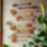 Elegant arrangement of wooden arrows on a rustic wall